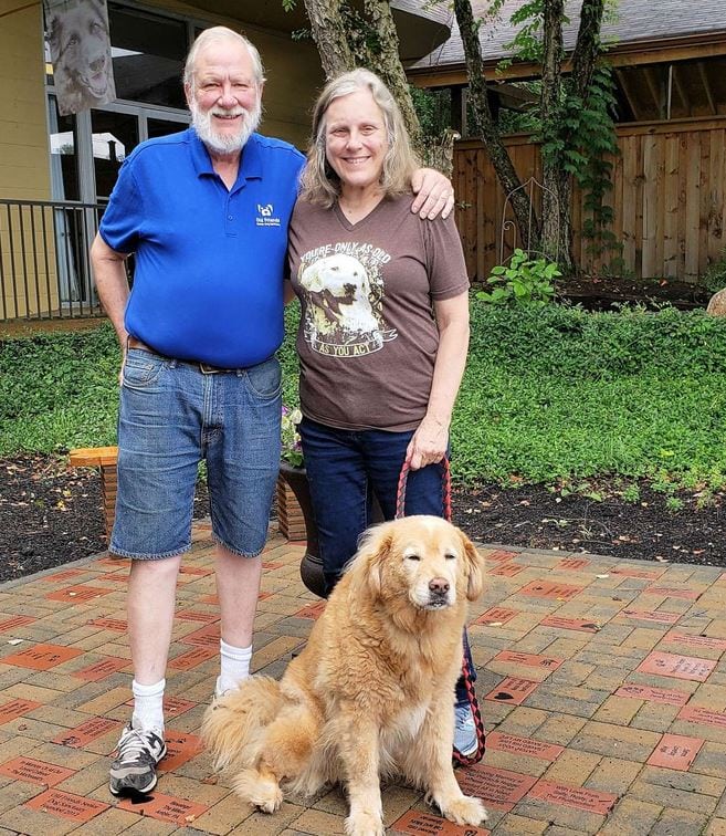 Michael and Zina Goodin founded the Old Friends Senior Dog Sanctuary in Mount Juliet, Tennessee in 2012. They're pictured here with one of their rescued senior dogs, Barry. 