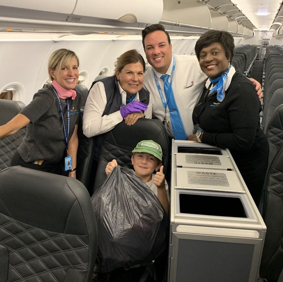 Amazing 10-Year Old Boy Inspires Frontier Airlines Crew to Recycle
