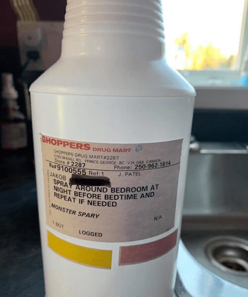 Mom and local pharmacist invent ‘monster spray’ to help 7-year-old fight the fear of monsters under his bed.