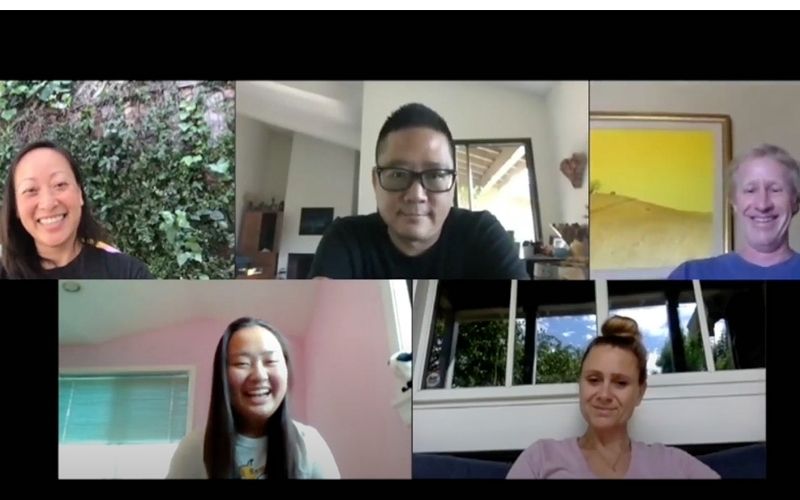 Athena Tran surprising the school staff on a Zoom call.