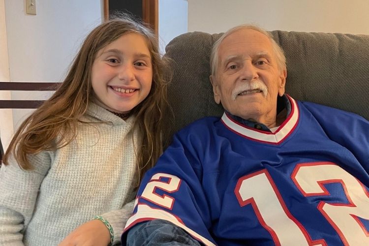 Sophie Enderton (left) and her grandfather Terry (right).