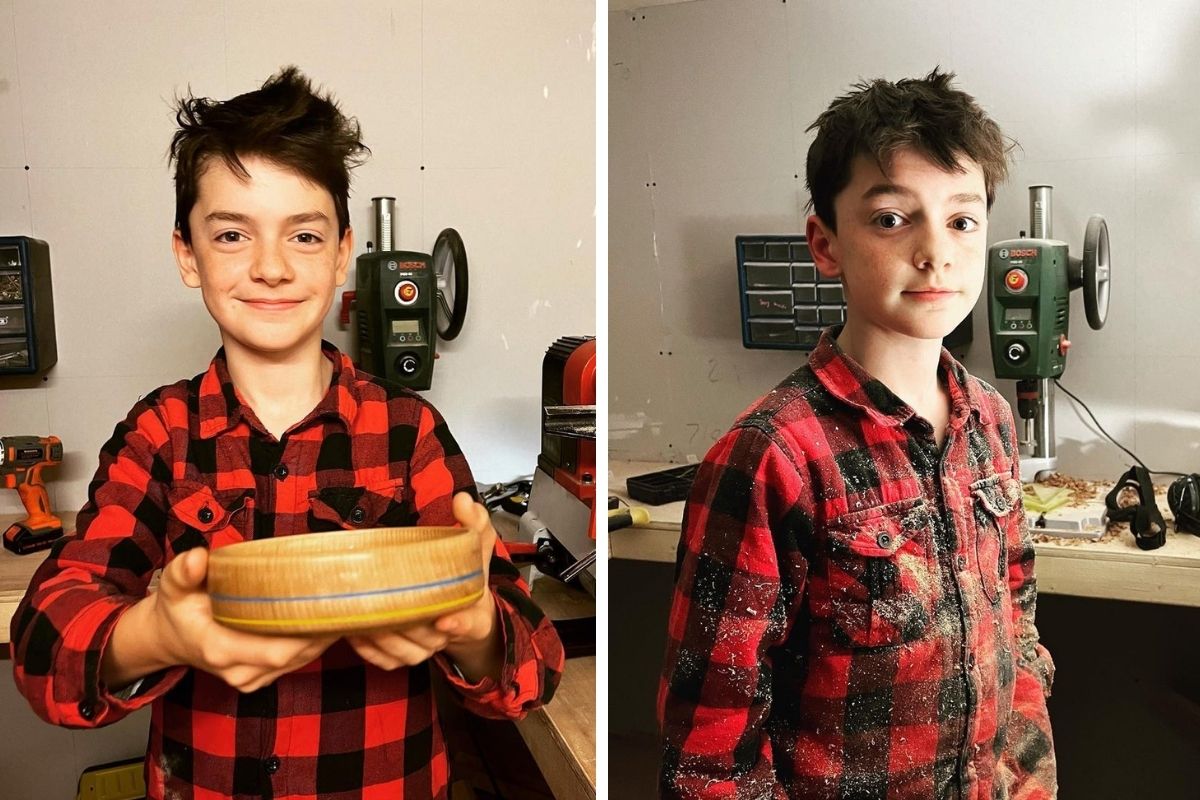 12-year-old woodworker raises nearly $110K for Ukrainian children with raffle of wooden bowl.