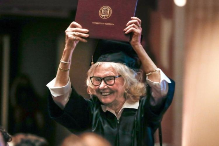 84-year-old woman earns college degree nearly 7 decades after dropping out.
