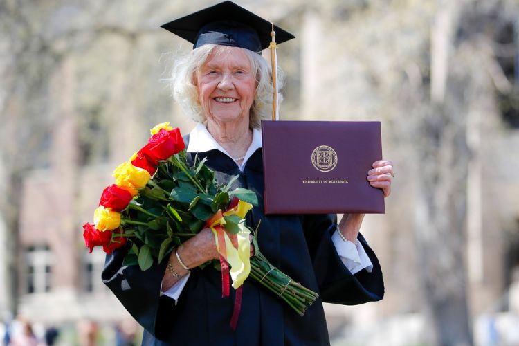 84-year-old woman earns college degree nearly 7 decades after dropping out.