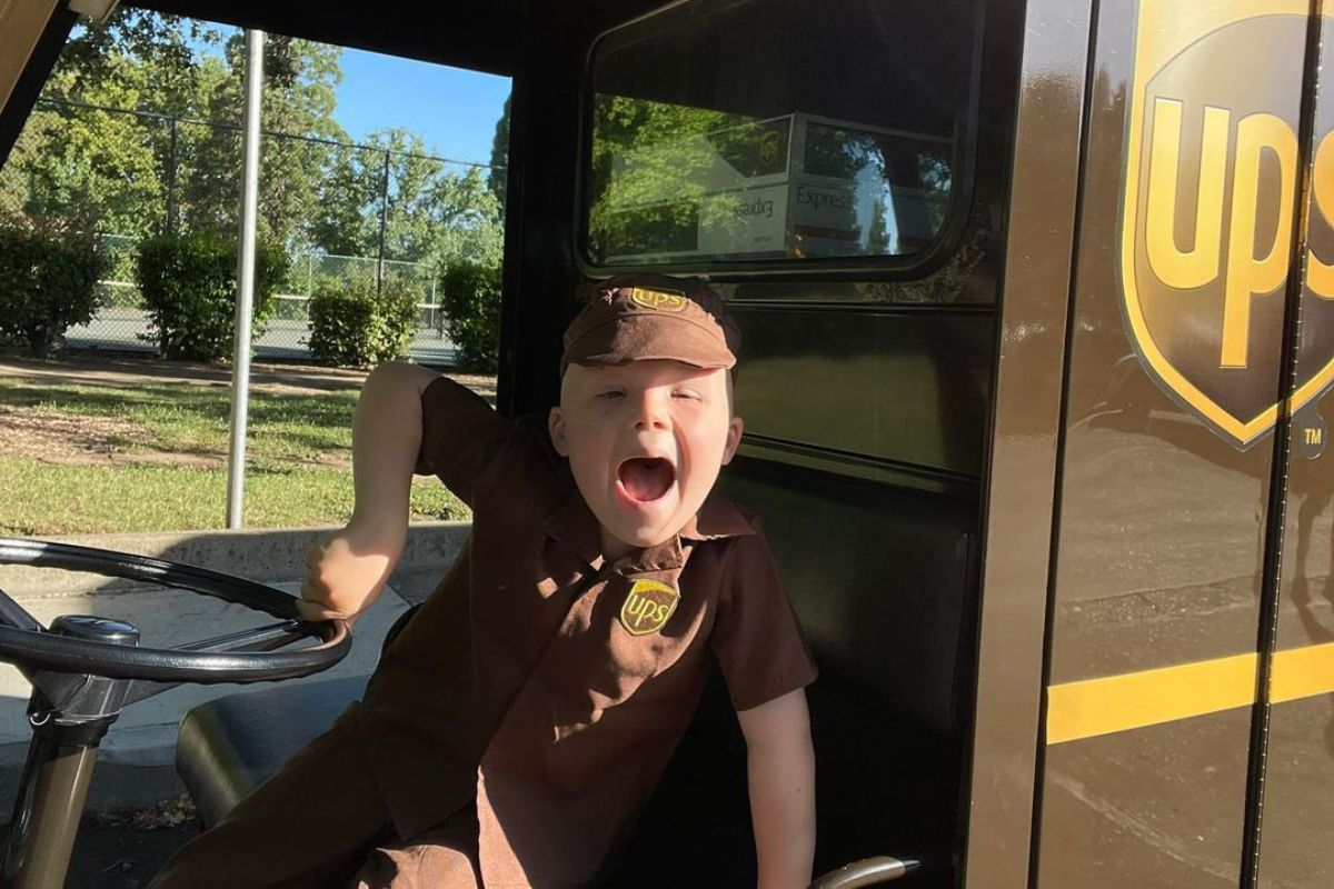 Little boy with Down syndrome lives dream of being UPS driver for a day. (Becky Bausman)