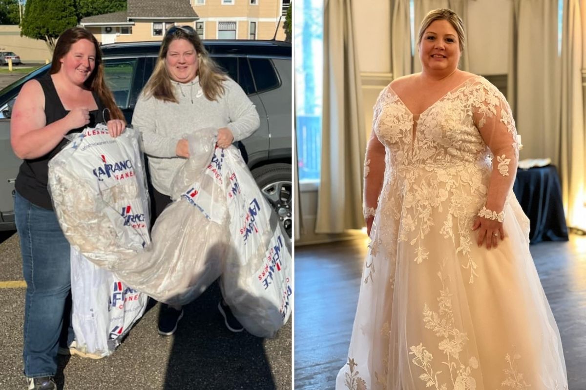 Newlywed gives away $3k wedding dress to future bride who couldn't afford one. (Gwendolyn Stulgis).