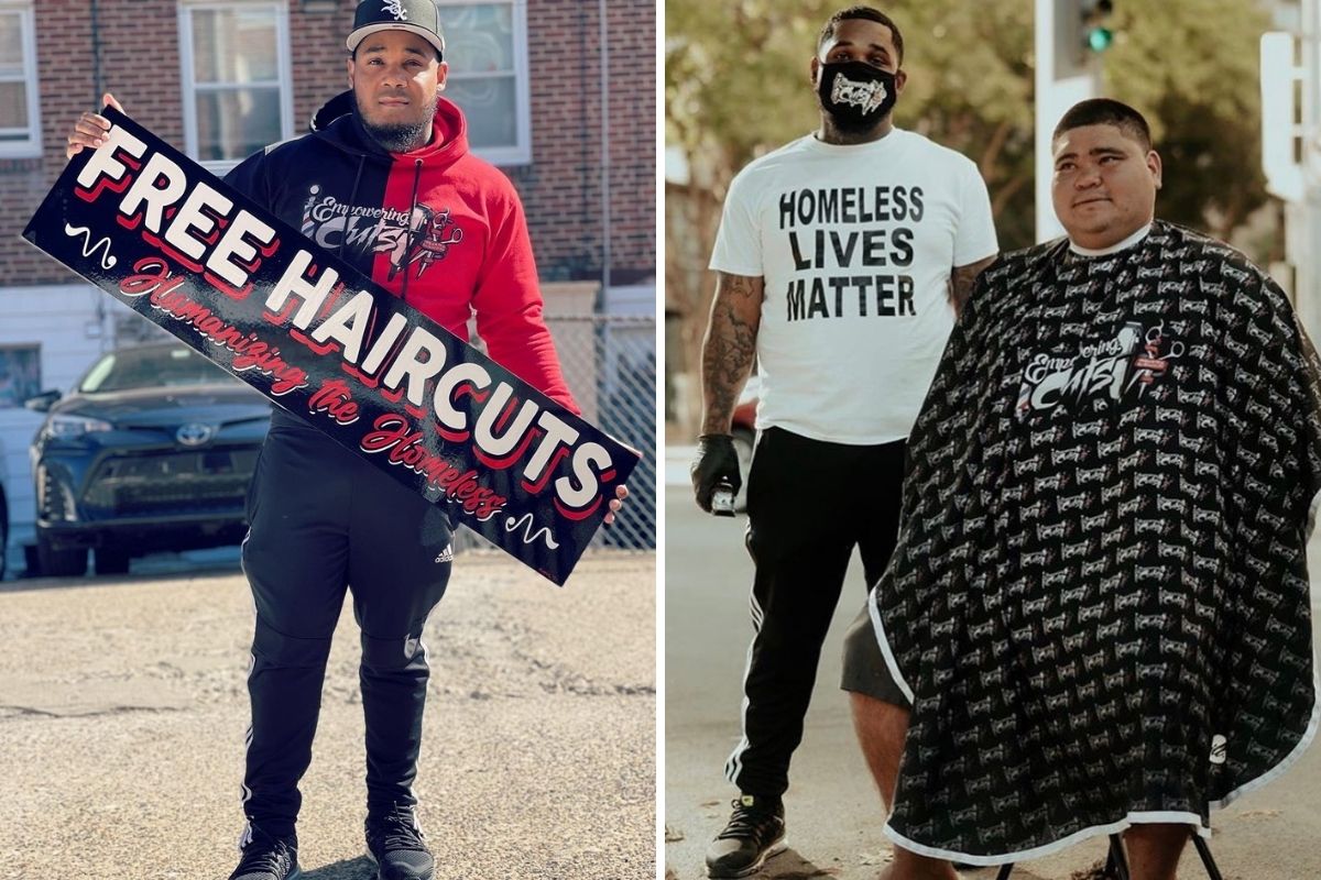 After barber school, man gives free haircuts to the homeless instead of opening his own business. (Empowering Cuts)