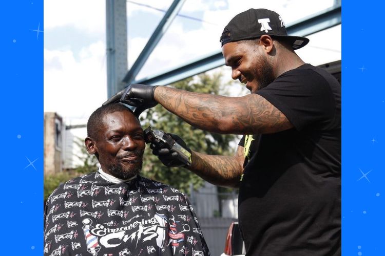 After barber school, man gives free haircuts to the homeless instead of opening his own business. (Empowering Cuts)