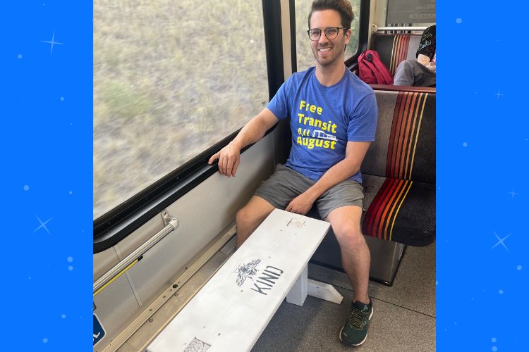 Colorado man starts building bus stop benches after seeing a woman waiting for the bus in the dirt (James Warren)