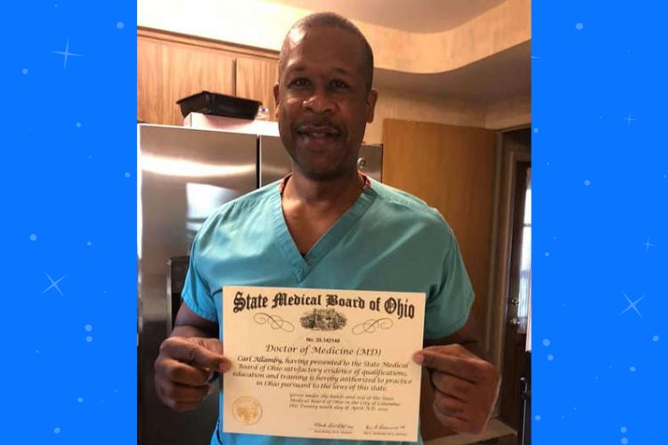 Ohio auto mechanic follows his heart and becomes doctor at age 51. (Dr. Carl Allamby)