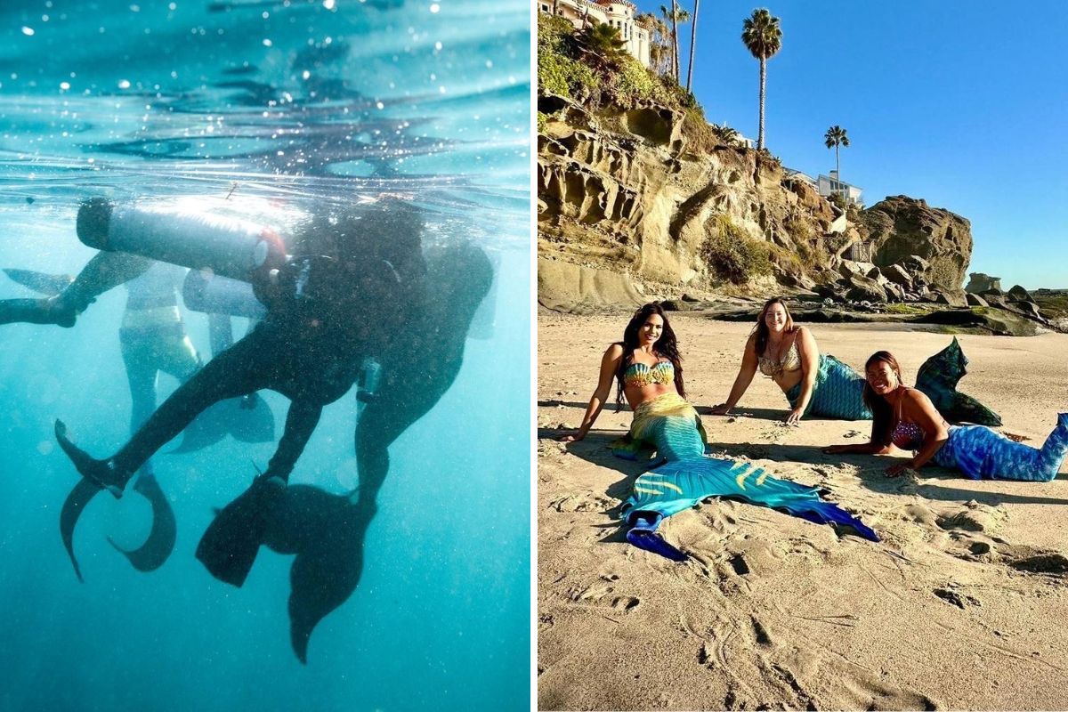 Three mermaids save scuba diver's life after he loses consciousness off coast of California. (Nativ Productions & Mermaid Elle/IG)