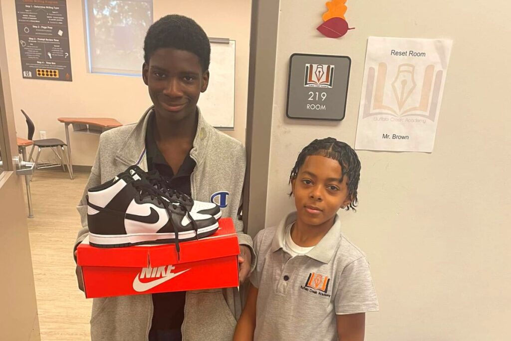 7th grader uses his own money to buy new shoes for his friend who was being bullied at school. (Bryant Brown Jr.)